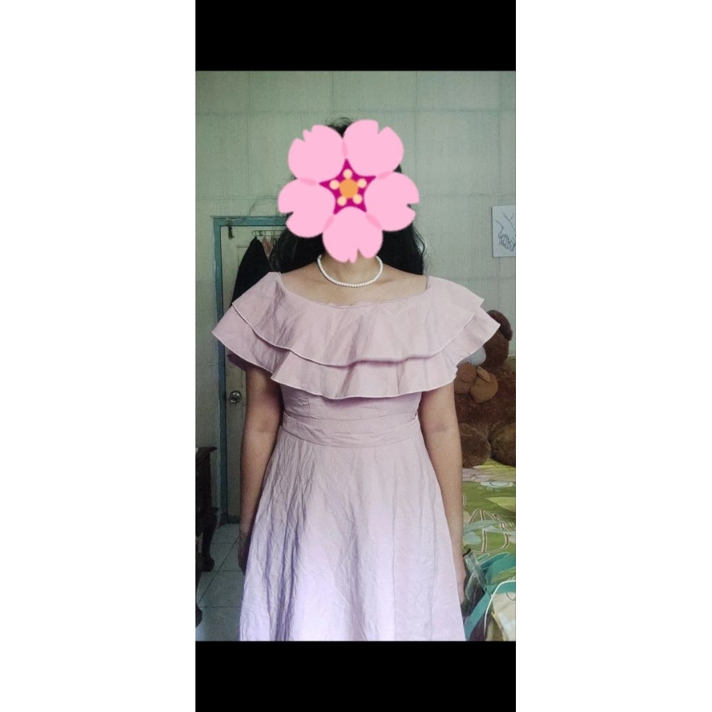 long dress pesta / dress panjang pesta pink preloved