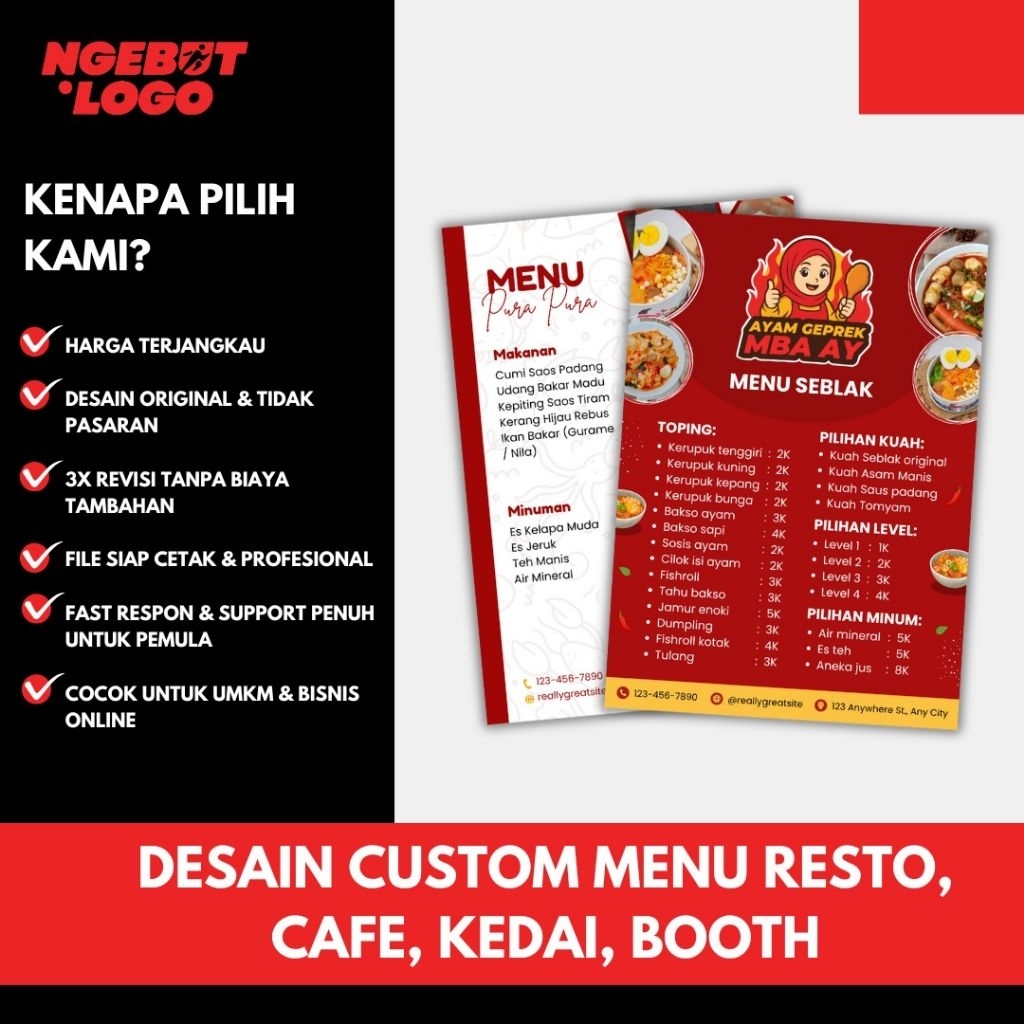 Jasa Desain Menu Makanan & Minuman | Cafe, Resto, Kedai