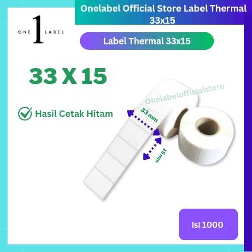 

ONELABEL Stiker 33X15mm 1Line 1000pcs,Direct Thermal Label stiker Barcode