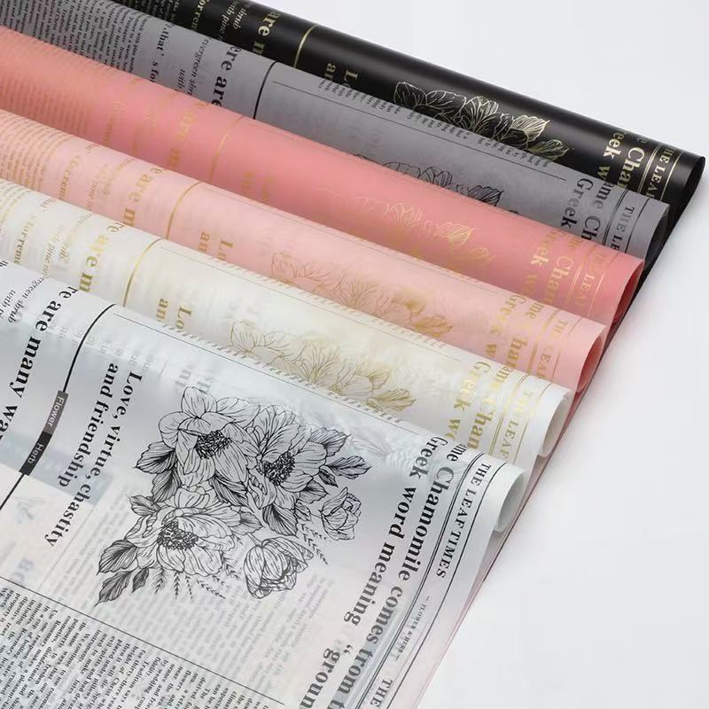 

(20 LEMBAR) Kertas wrapping flower motif koran /cellophane newspapper