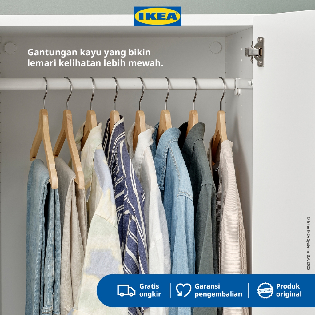 IKEA BUMERANG Gantungan Baju dari Bahan Kayu Isi 8Pcs