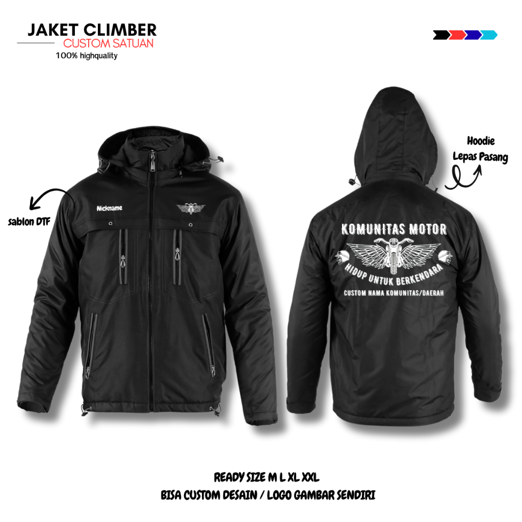 Jaket Motor Pria Windbreaker Custom Komunitas Organisasi Bikers Touring Pengendara