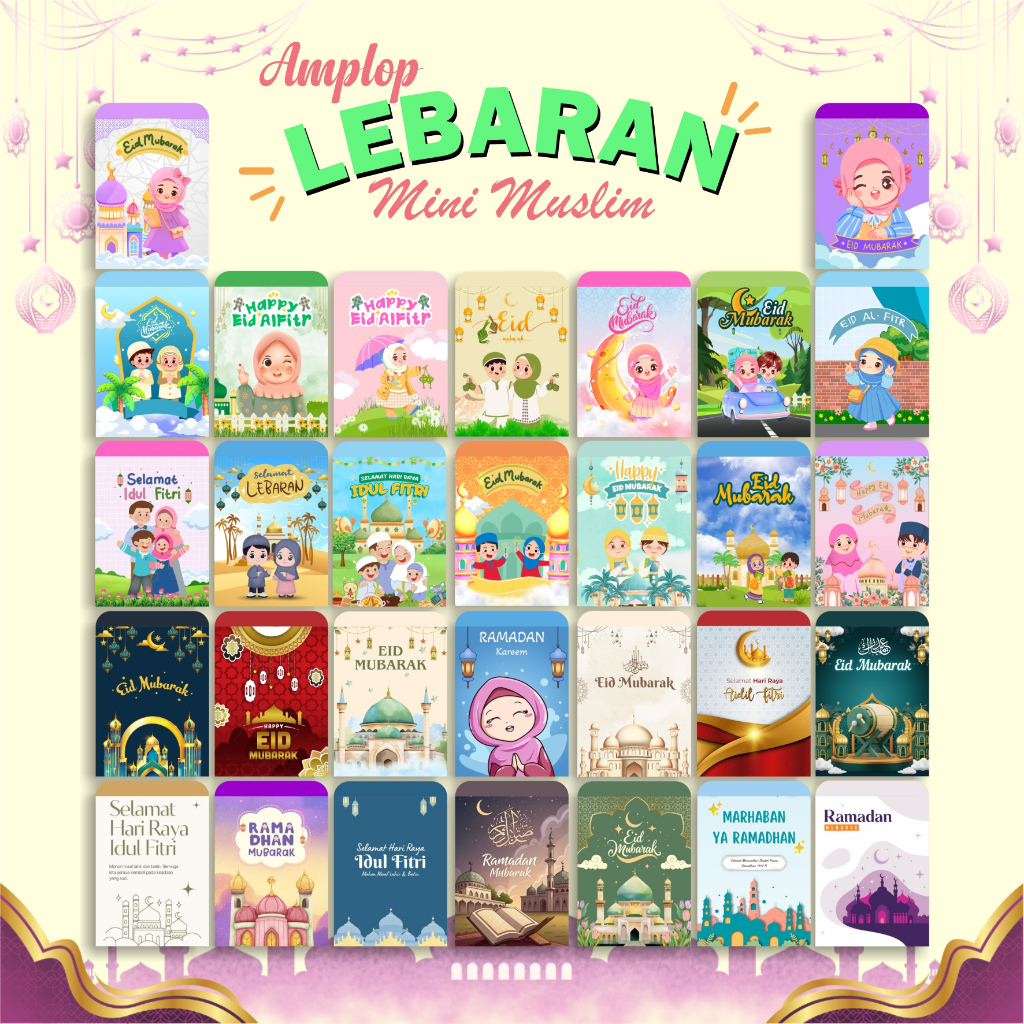 

[1000 Lembar] Amplop Lebaran Kecil Muslim & Kartun