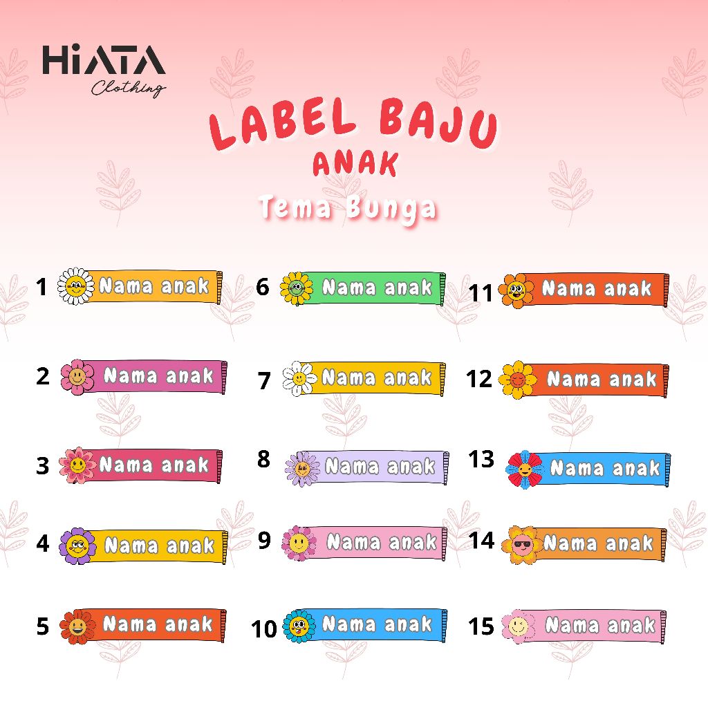 

Label Nama Baju Tema Bunga ISI 50 Pcs PO 2-3 hari setelah cekout/ Stiker Sablon / Sablon Nama Baju / Label Baju Setrika Murah