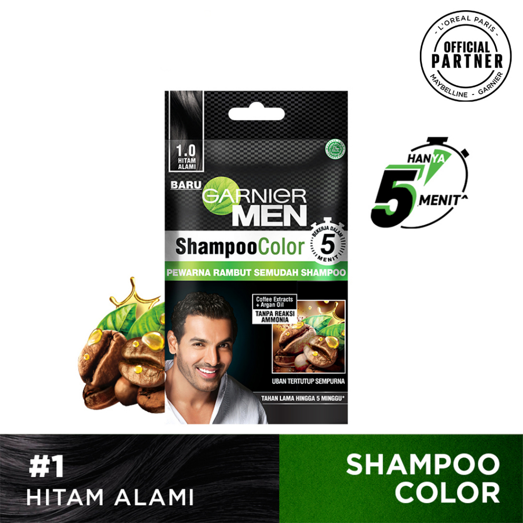 GARNIER MEN Shampoo Color - Pewarna Rambut Semudah Shampoo