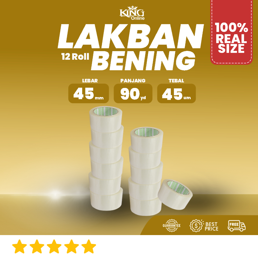 

12 pcs Lakban Bening 45 MM X 90Y PURE Ukuran Real Online Tape Plakban Isolatip Solatip Kualitas Nachi Daimaru