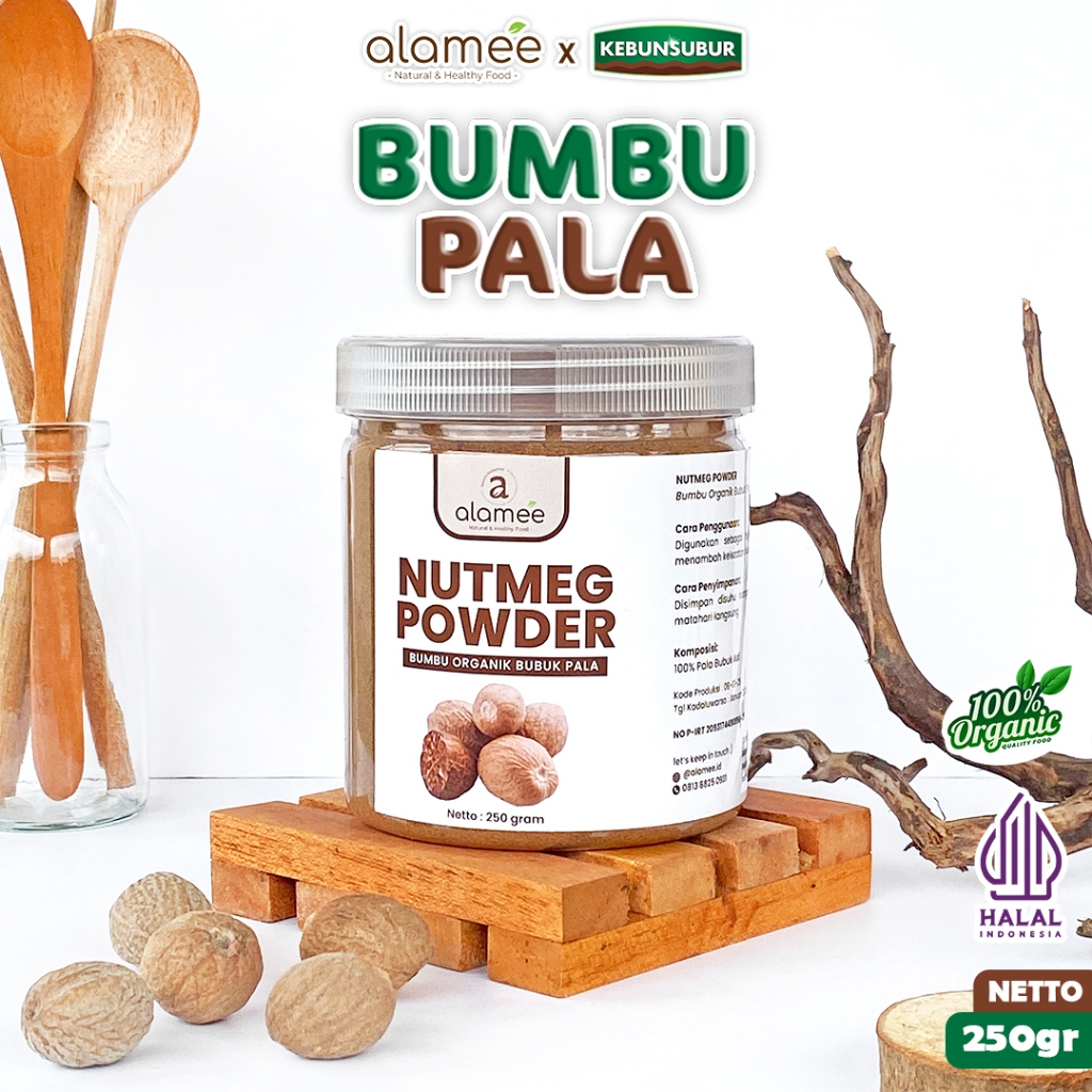 

ALAMEE Pala Bubuk Nutmeg Powder Bumbu Dapur Rempah Murni Asli Seasoning Organik kebunsubur