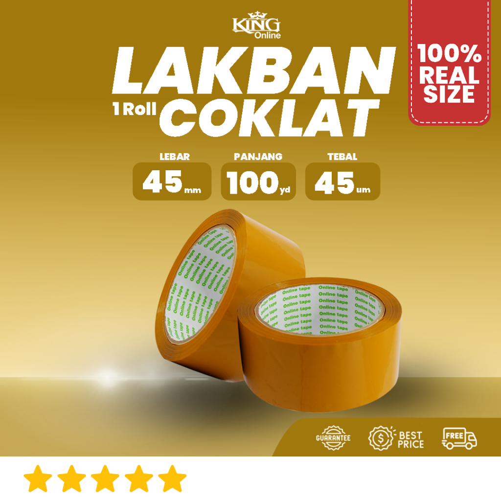 

Lakban Coklat 45 MM X 100 Yard PURE UKURAN REAL Tebal Kuat Isolasi solatip perekat kuat tebal