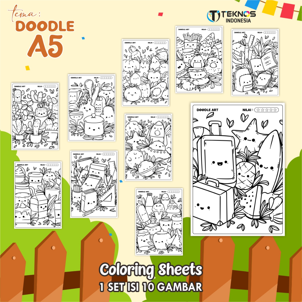 

[DOODLE] LEMBAR MEWARNAI ANAK TK/PAUD - KERTAS GAMBAR UKURAN A5
