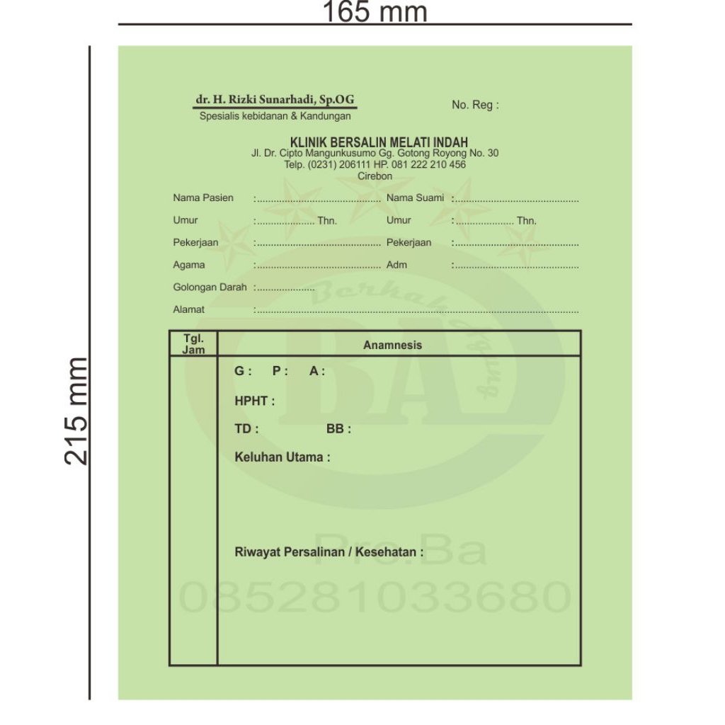 

kartu pasien / Kartu periksa pasien isi 500 pcs