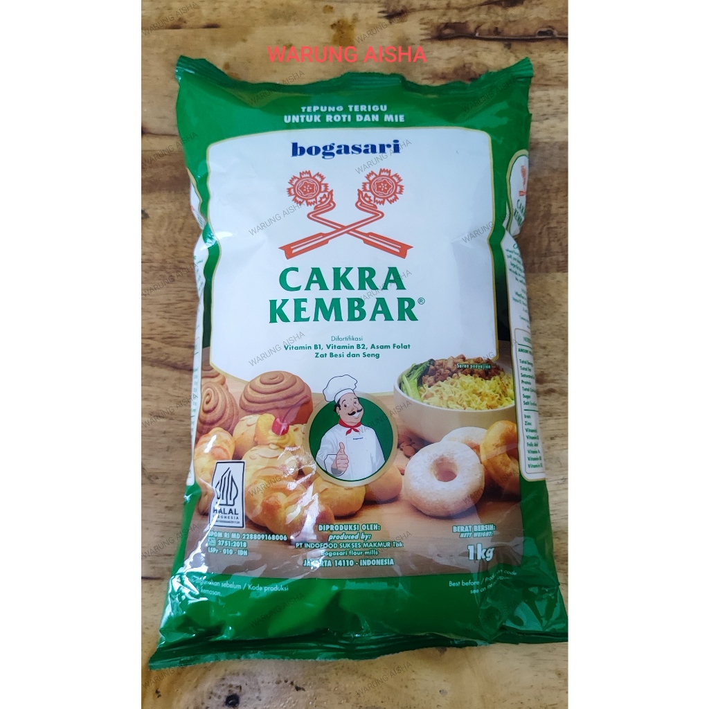 

Tepung Terigu Bogasari Cakra Kembar Premium 1 Kg