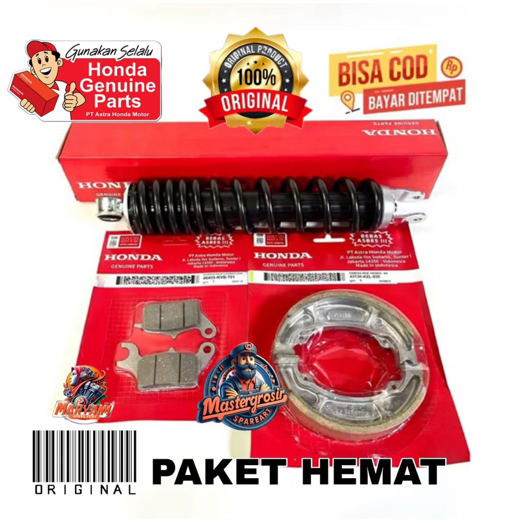 PAKET MURAH SHOCKBLEKER BELAKANG DAN KAMPAS REM DEPAN BELAKANG MOTOR HONDA BEAT FI , BEAT ESP , BEAT
