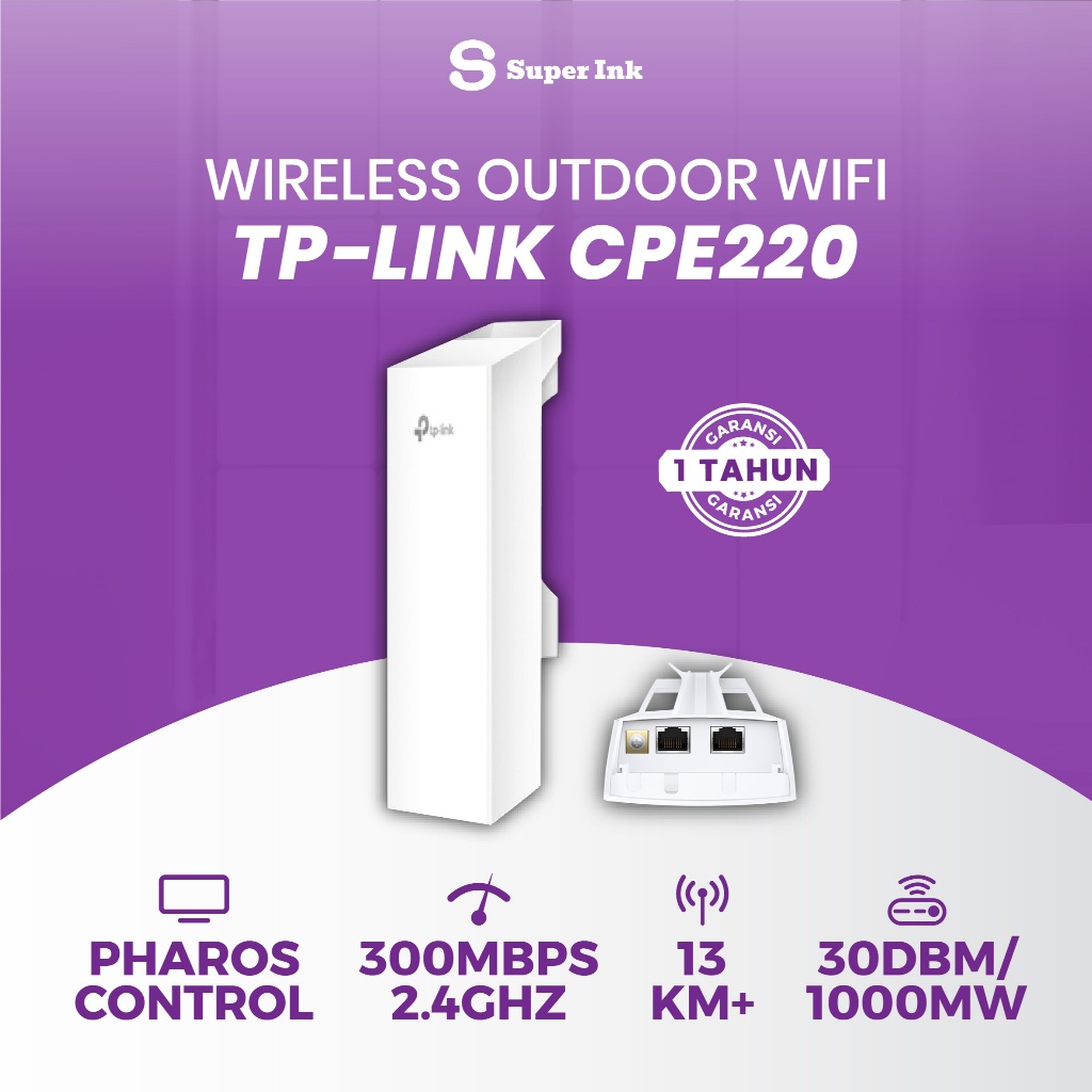 TP Link CPE220 Outdoor 300 Mbps 2.4 GHz dengan 12 dBi MIMO Antena, PoE Passthrough - Original