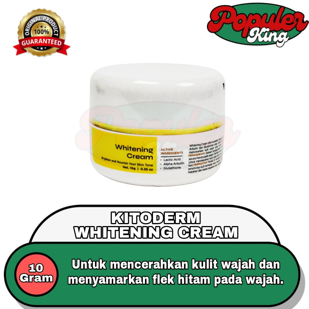 Kitoderm Whitening Cream 10 Gram - Mencerahkan kulit wajah serta menyamarkan flek hitam pada wajah