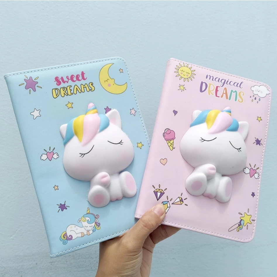 

Notebook Unicorn Squishy 3D Lucu - Buku Catatan Anak / Diary A5 Cover Boneka Timbul