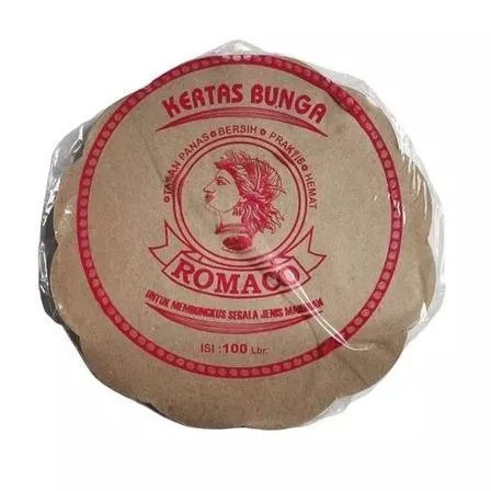 100 Lembar Kertas Nasi Bunga Bulat Romaco / Kertas Nasi Alas Piring Rotan Bunga Bulat