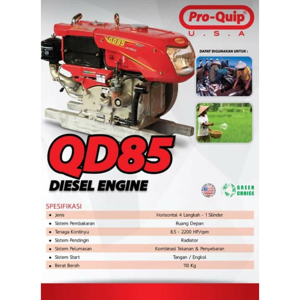 DIESEL ENGINE 8.5 HP PROQUIP QD 85 SOLAR / MIRIP KUBOTA