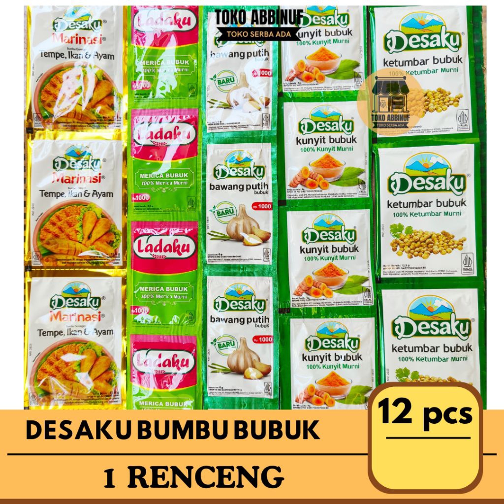 

12 PCS - DESAKU BUMBU BUBUK 1 RENCENG- MARINASI LADAKU KETUMBAR KUNYIT BAWANG PUTIH