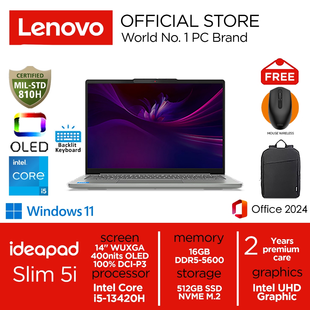 Lenovo Ideapad Slim 5i i5-13420H 512GB SSD 16GB WUXGA OLED Win11+OHS