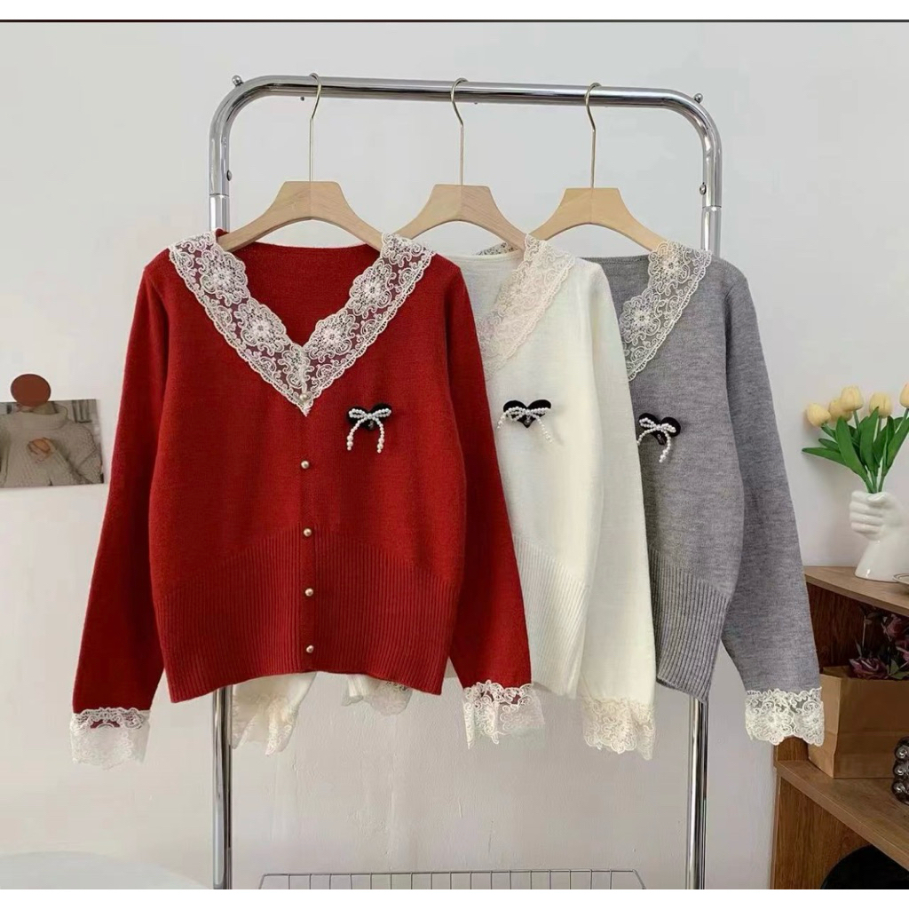 Atasan knit renda korea