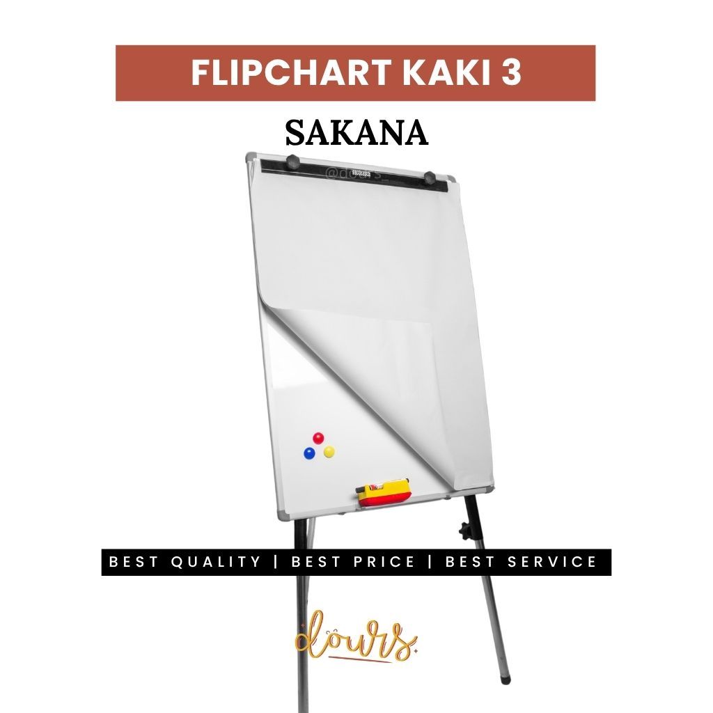 

SAKANA Flipchart Magnetik Kaki 3 Papan Tulis Presentasi / Standing / Flip Chart 60x90 Kertas