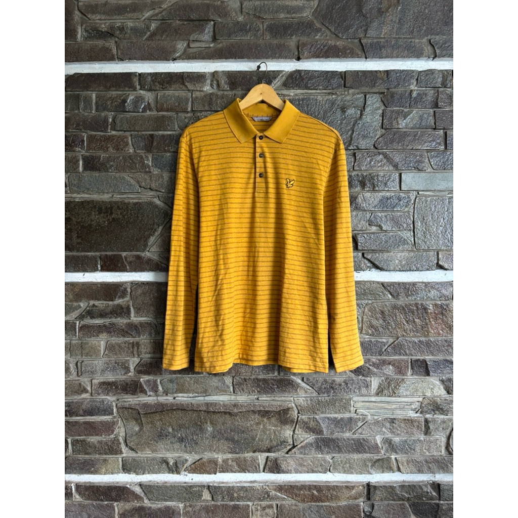 Lyle & Scott • Golf Long Sleeve Retro Striped Polo Shirt Size 100 / L