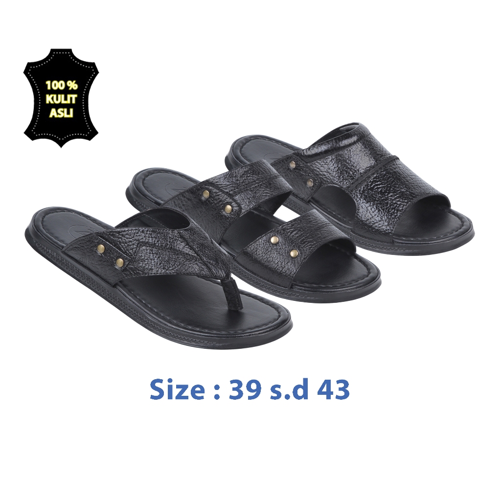 Zeintin - Sandal Pria Dewasa Selop Pria  Sandal Pria jepit Bahan Kulit Asli Original Zeintin BK