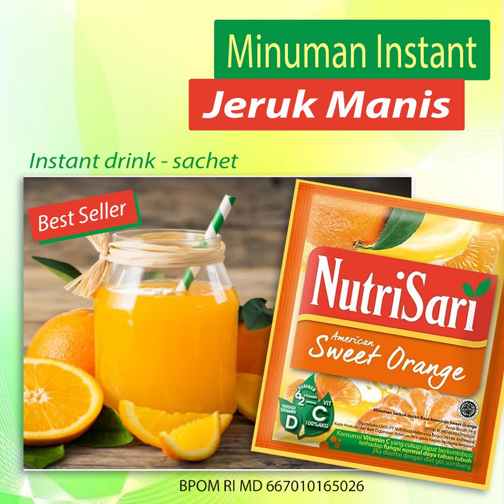 

Minuman rasa Jeruk Manis BEST SELLER Minuman Instant rasa jeruk manis paling banyak dicari paling populer sepanjang masa Haus Dahaga Hilang minum Nutrisari mantaf rasa jeruk manisnya