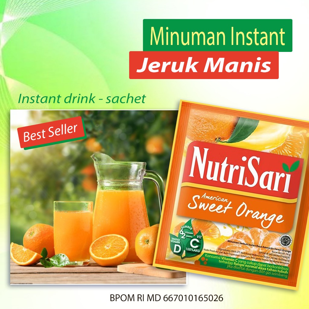 

Best Seller Minuman instant Rasa jeruk manis Minuman cepat saji tanpa ribet Minuman terkenal sejak dulu paling digemari banyak kalangan tua maupun muda mudi rasa Segarnya gak ketulungan bikin ketagihan ~ Nutrisari instant sachet