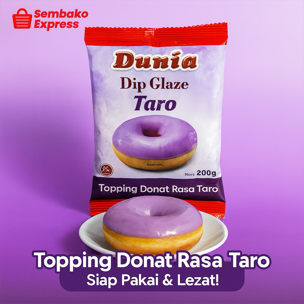 

Dunia Dip Glaze Taro 200g – Topping Donat Ungu Siap Pakai, Lezat dan Praktis