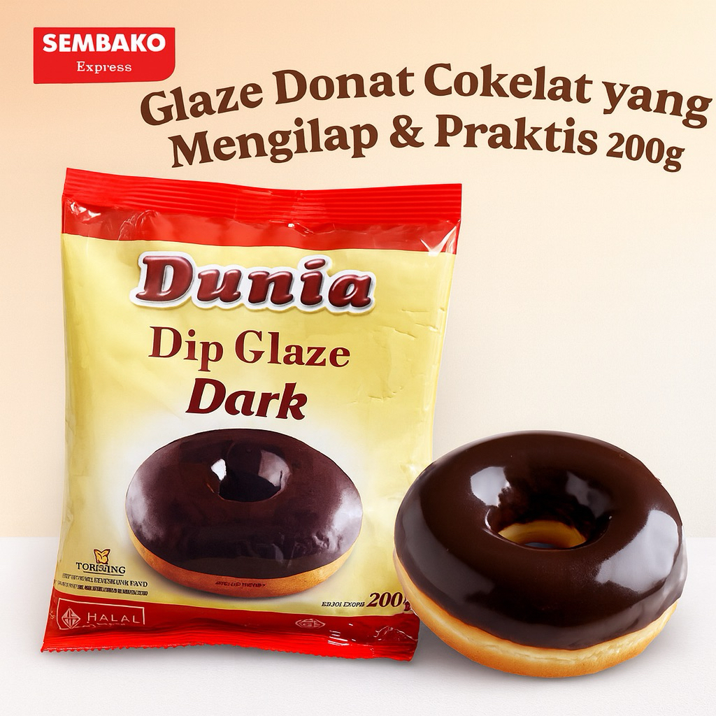 

Dunia Dip Glaze Dark 200g – Topping Donat Cokelat Gelap, Mengilap dan Praktis
