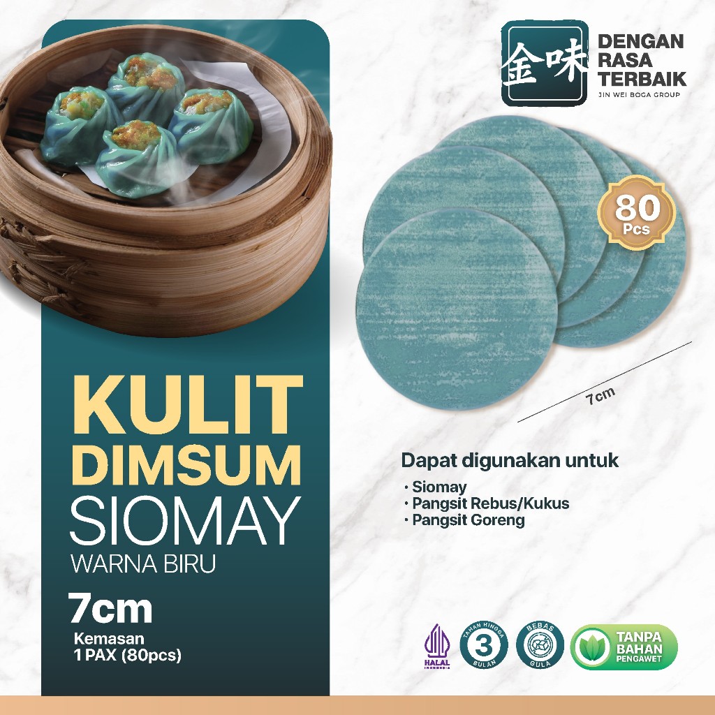 

KULIT DIMSUM SIOMAY BIRU 7CM ISI 80PCS HALAL | UNTUK DIMSUM SIOMAY | LENTUR DAN TIPIS