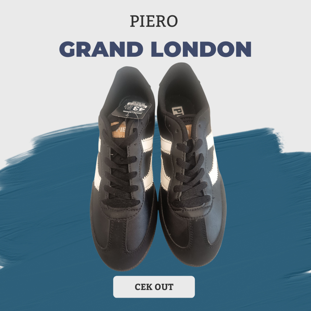 Sepatu Pria Kekinian PIERO GRAND LONDON Warna Kombinasi Hitam Putih