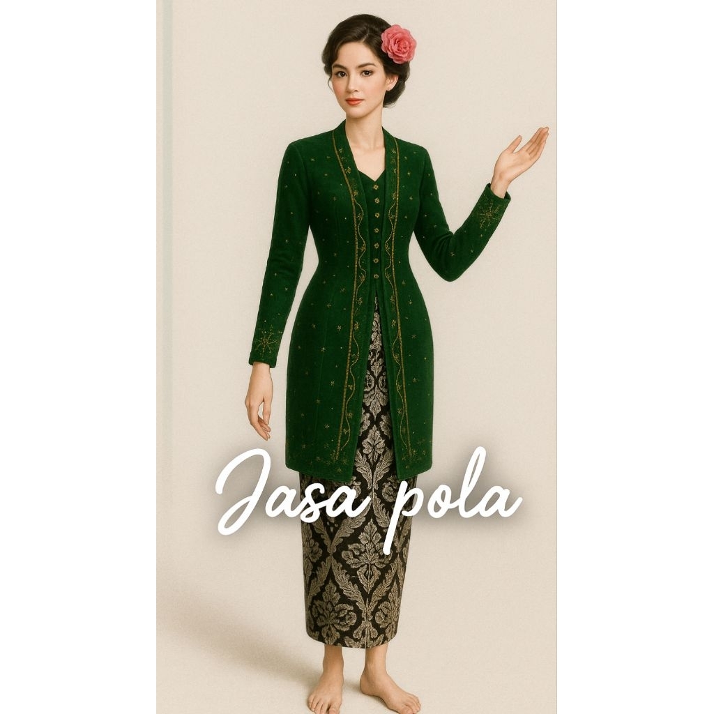 pola kebaya instan semi modern kekinian