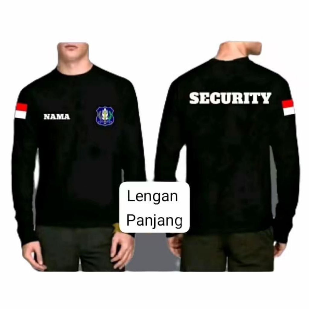 Kaos Security Lengan Panjang Katun Combed Free Nama Dikaos