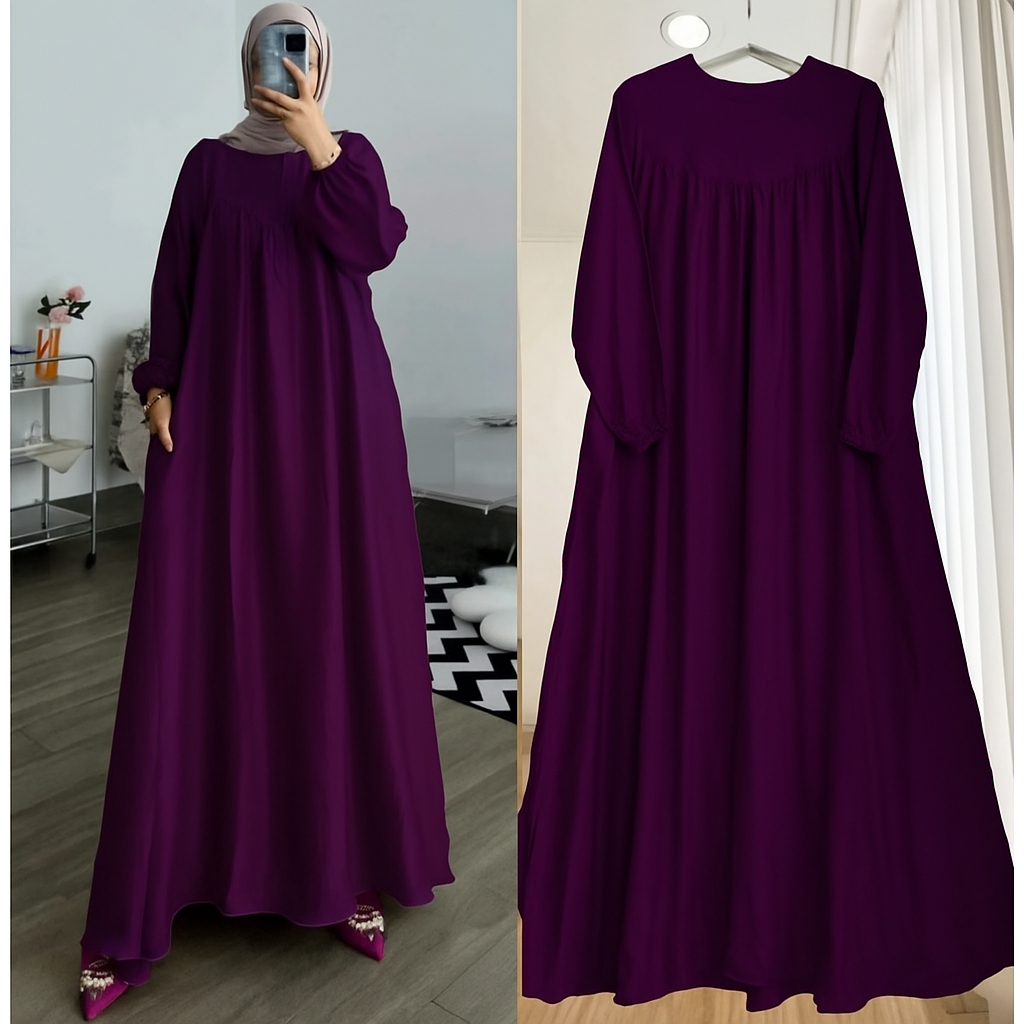 Gamis Warna Burgandy / Gamis Polos Burgundy / Gamis Warna Burgundy / Gamis Burgundy Terbaru 2025