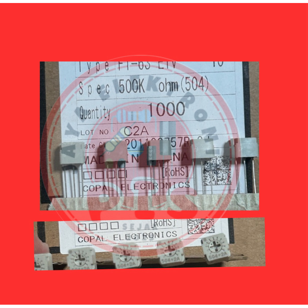 (10 Pcs) Trimpot 500k Ohm VR 504 Original