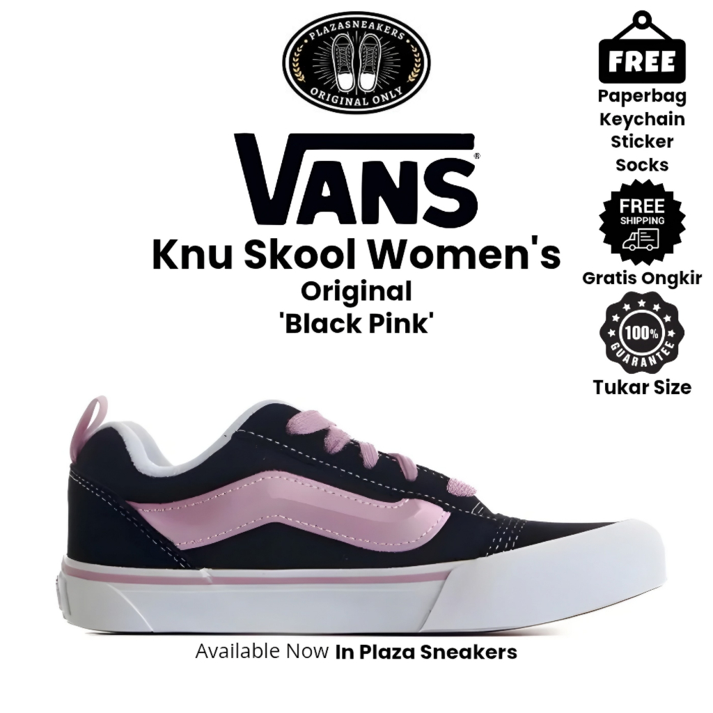 Sepatu Vans Knu Skool Black Pink Pria Wanita Sneakers Original