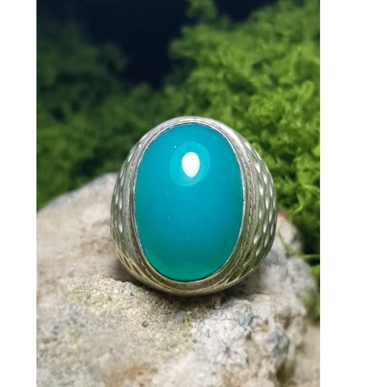 Cincin Pria / Cincin Batu Akik Natural (Asli) Bacan Doko/ Palamea (COD) Dim Kantoran Ring Alpaka Sup