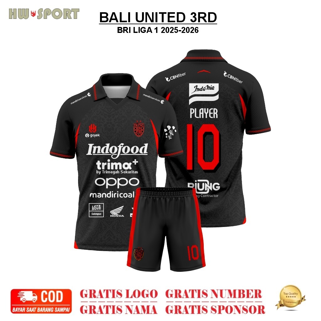 Jersey/Baju Bola BALI UNITED GK 24/25 SUPORTER Gratis Name Set & No Punggung
