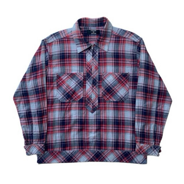Cabane De Zucca Double Pocket Half Zip Plaid Shirt