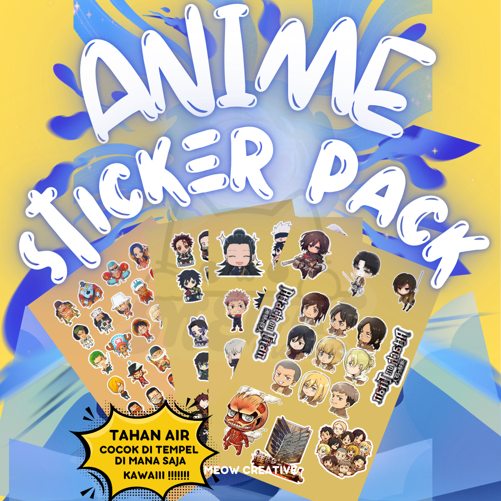 

sticker pack anime bahan uv tidak mudah lepas tahan air bisa untuk menempel alat tulis laptop hp dan hel,