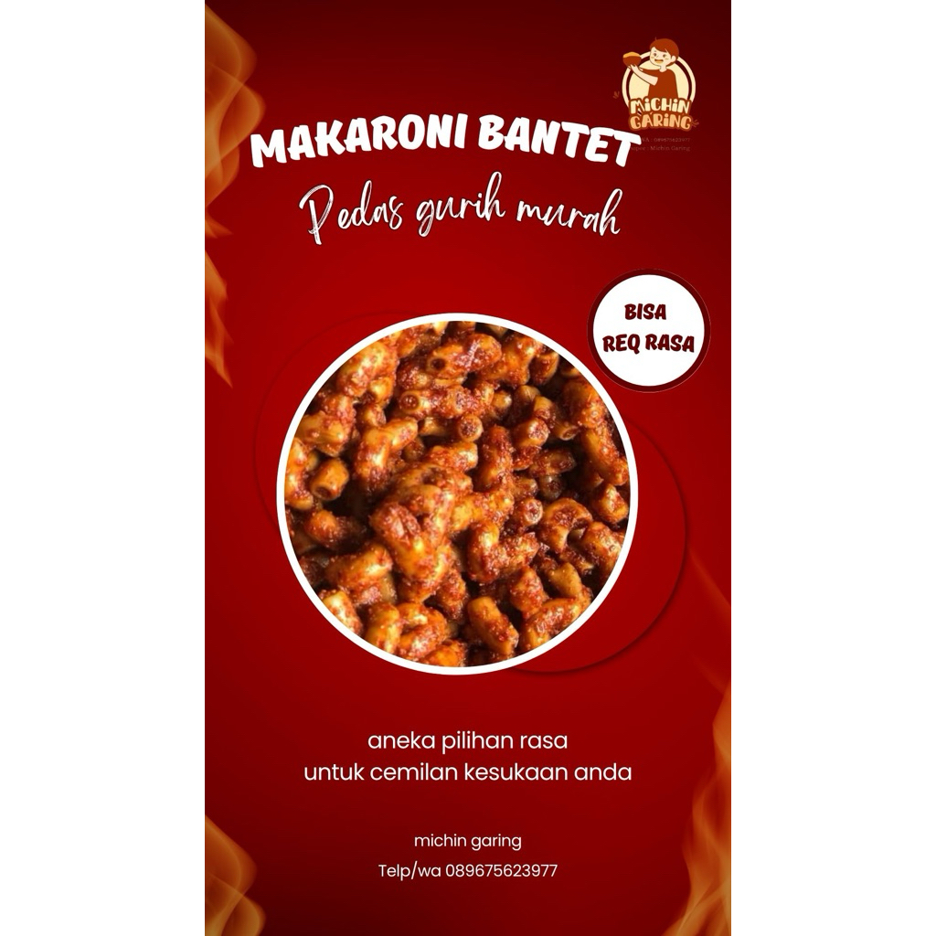 

Makroni Bantet 250gr pedas gurih