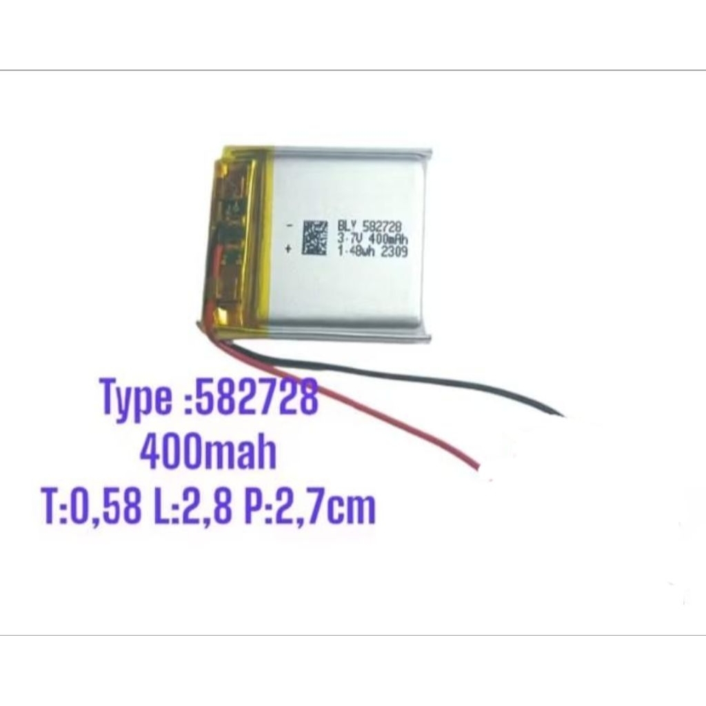 Batre baterai lithium polimer 582728 400 mah cocok untuk smartwatch IMOZ5/Q12