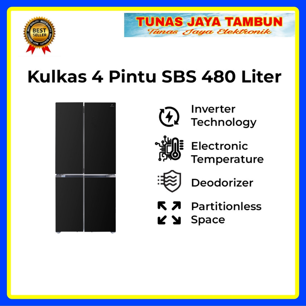 Kulkas POLYTRON New Belleza Inverter 4 Pintu / Kulkas 4 Pintu POLYTRON PRS 510 X / KULKAS SBS POLYTR