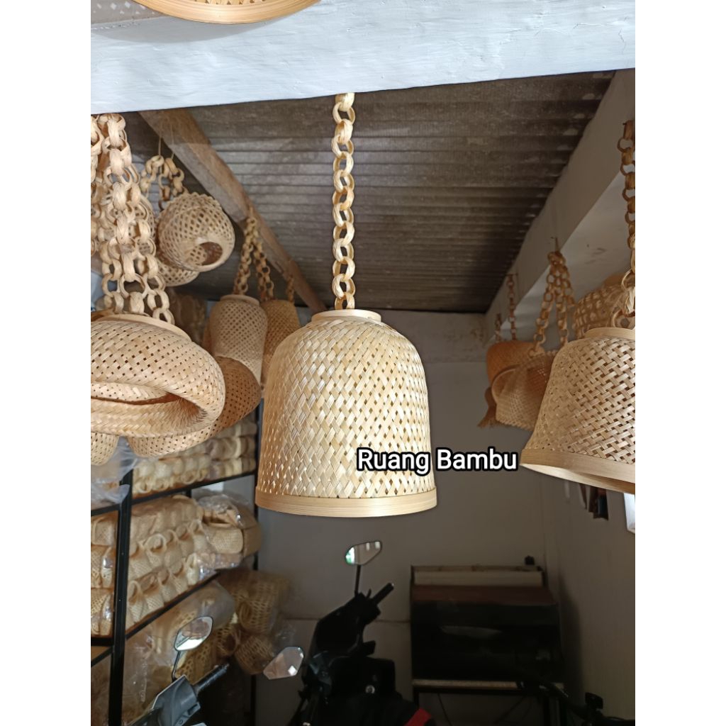 Kap Lampu gantung tabung | Kap Lampu Gantung | Kap Lampu Estetik |  Kap Lampu Bambu | Kerajinan Bamb