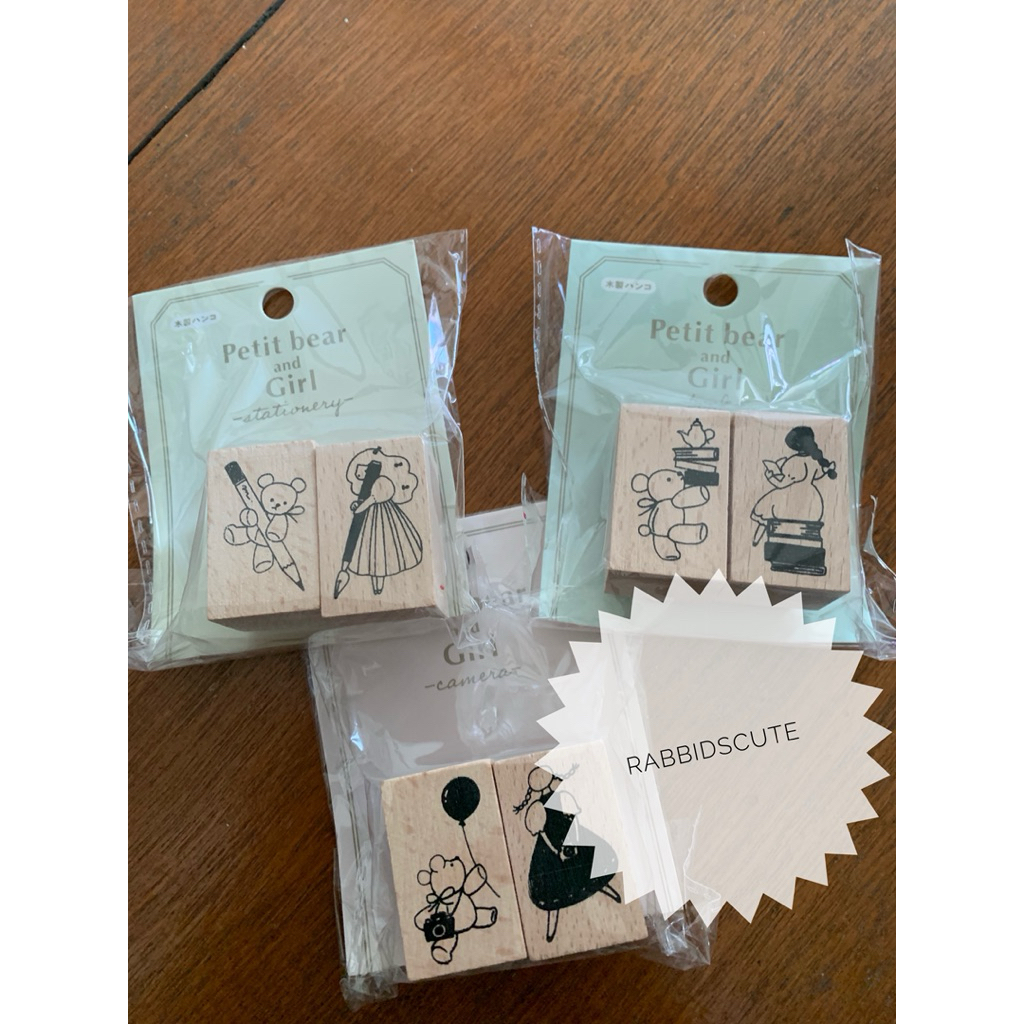 

Wooden Stamp - Petite Bear and Girl