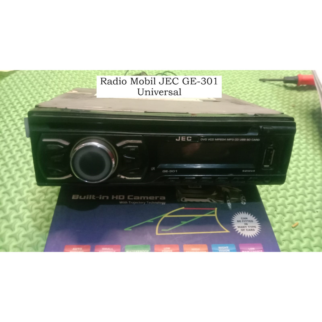 Radio Tape Mobil Single Din | JEC GE-301 | CD USB AUX | Dengan Soket | Kondisi Bekas Normal
