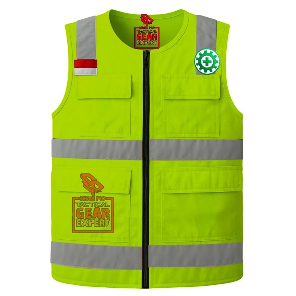 ROMPI SAFETY VEST/ROMPI SAFETY/ROMPI K3/BAHAN DRILL WARNA HIJAU XXXL/VEST PRIA-WANITA/SAFETY/PROYEK/