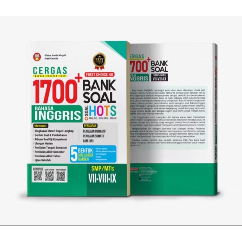 pojokevian72- Cergas 1700+ Bank Soal Bahasa Inggris untuk SMP/MTs Kelas VII,VIII,IX